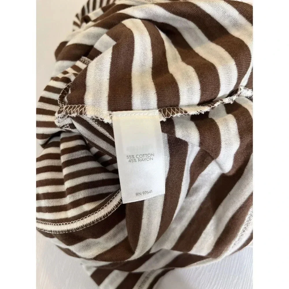 J Jill Womens Tunic Shirt Top Size XSMALL Brown White Mixed Stripe 3/4 Sleeve - Picture 8 of 9